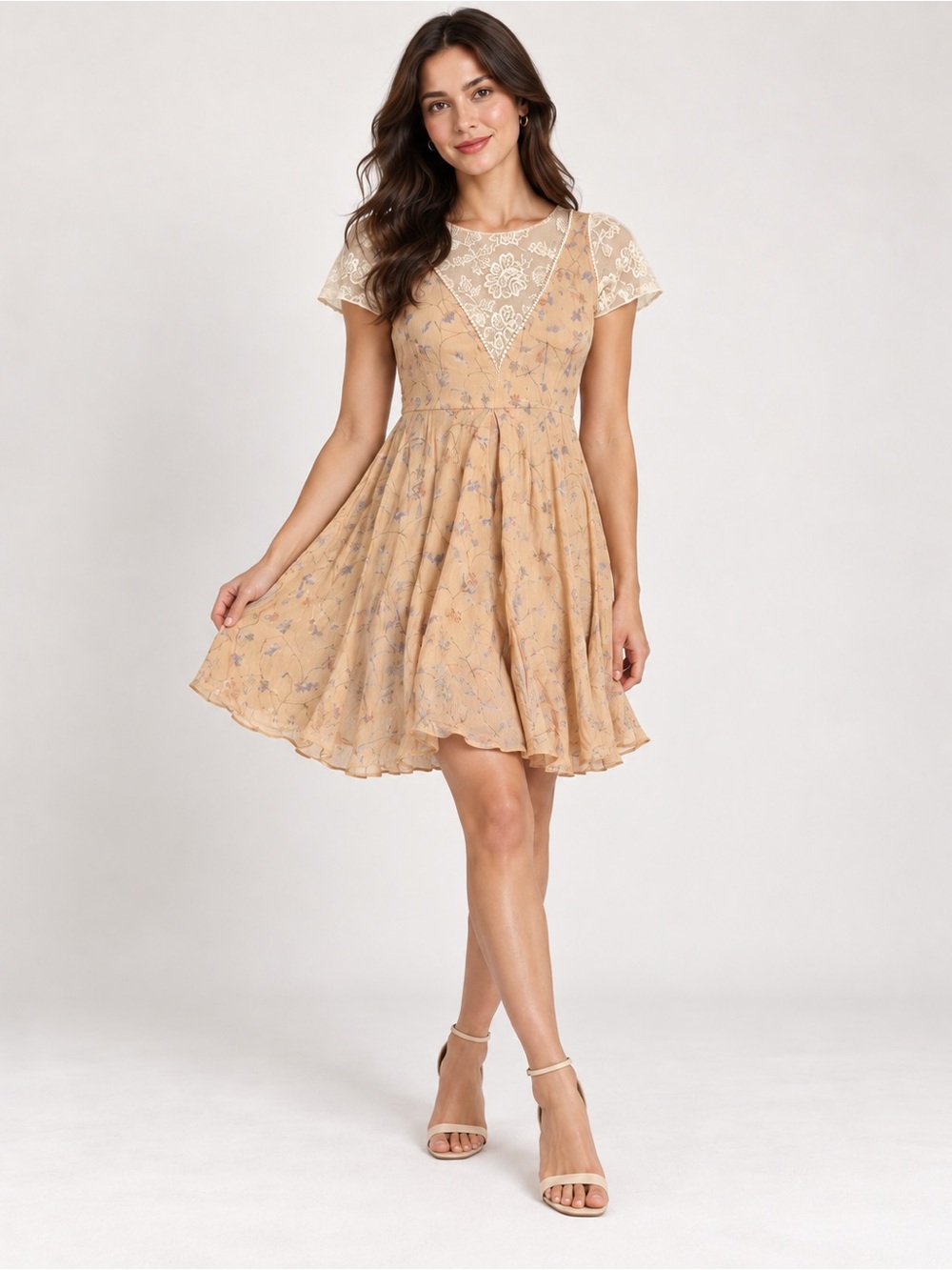 Vintage Emporio Armani Floral Lace Midi Dress IT 42 Y2K Made Italy